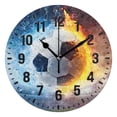 thumbnail image 1 of Yayeee 10" Wall Clock Battery Operated Quartz Round Silent Non-Ticking Home Decor, Fire Water Football Pattern, 1 of 6
