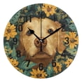 thumbnail image 1 of Yayeee 10" Wall Clock Battery Operated Quartz Round Silent Non-Ticking Home Decor, Flowers and Dog, 1 of 6