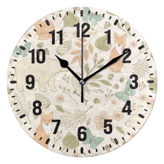 Yayeee 10" Wall Clock Battery Operated Quartz Round Silent Non-Ticking Home Decor, Forest Pastel