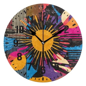 Yayeee 10" Wall Clock Battery Operated Quartz Round Silent Non-Ticking Home Decor, Futuristic Circles
