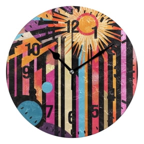 Yayeee 10" Wall Clock Battery Operated Quartz Round Silent Non-Ticking Home Decor, Futuristic Sun