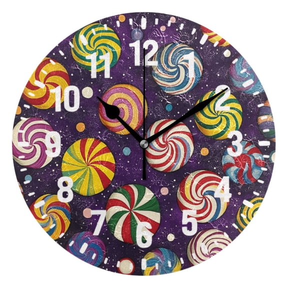 Yayeee 10" Wall Clock Battery Operated Quartz Round Silent Non-Ticking Home Decor, Galactic Candy