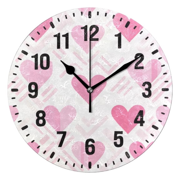Yayeee 10" Wall Clock Battery Operated Quartz Round Silent Non-Ticking Home Decor, Geometric Love