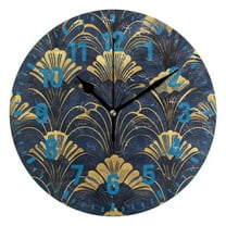 Yayeee 10" Wall Clock Battery Operated Quartz Round Silent Non-Ticking Home Decor,Gold Art Pattern