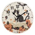thumbnail image 1 of Yayeee 10" Wall Clock Battery Operated Quartz Round Silent Non-Ticking Home Decor, Gray Cartoon Halloween Cat, 1 of 6
