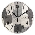 thumbnail image 1 of Yayeee 10" Wall Clock Battery Operated Quartz Round Silent Non-Ticking Home Decor, Gray Cute Cats, 1 of 6