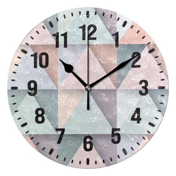 Yayeee 10" Wall Clock Battery Operated Quartz Round Silent Non-Ticking Home Decor, Green Geometric