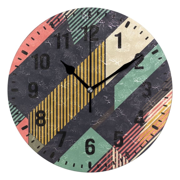 Yayeee 10" Wall Clock Battery Operated Quartz Round Silent Non-Ticking Home Decor, Green Geometric