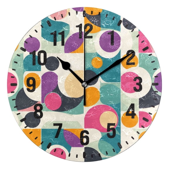 Yayeee 10" Wall Clock Battery Operated Quartz Round Silent Non-Ticking Home Decor, Green Geometric