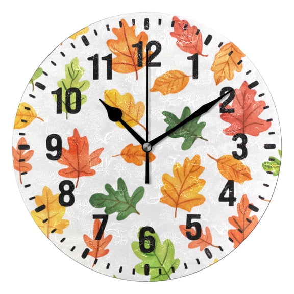 Yayeee 10" Wall Clock Battery Operated Quartz Round Silent Non-Ticking Home Decor, Green Leaves