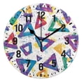 thumbnail image 1 of Yayeee 10" Wall Clock Battery Operated Quartz Round Silent Non-Ticking Home Decor, Green Simple Triangles, 1 of 6