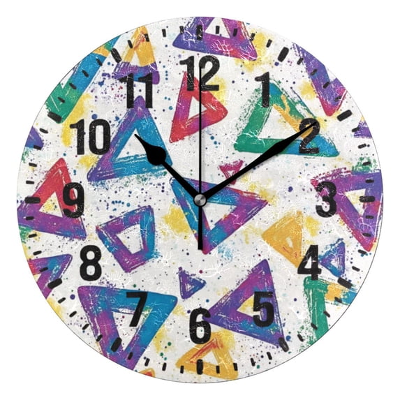 Yayeee 10" Wall Clock Battery Operated Quartz Round Silent Non-Ticking Home Decor, Green Simple Triangles
