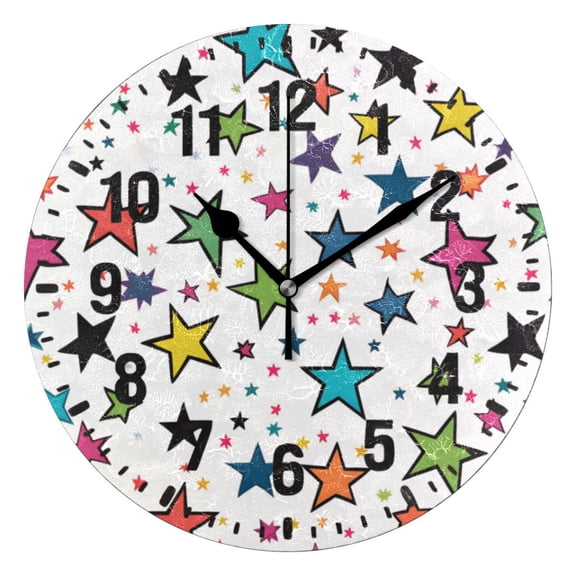 Yayeee 10" Wall Clock Battery Operated Quartz Round Silent Non-Ticking Home Decor, Green Stars