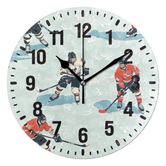 Yayeee 10" Wall Clock Battery Operated Quartz Round Silent Non-Ticking Home Decor, Ice Play