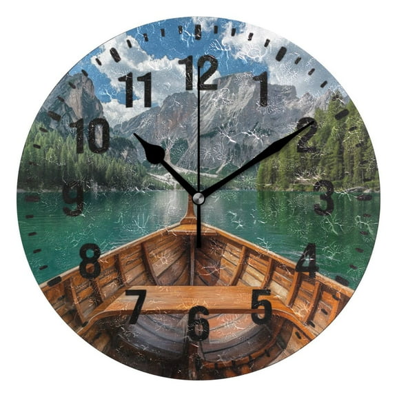 Yayeee 10" Wall Clock Battery Operated Quartz Round Silent Non-Ticking Home Decor, Lake