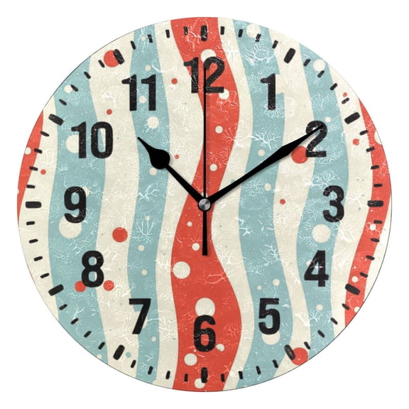 Yayeee 10" Wall Clock Battery Operated Quartz Round Silent Non-Ticking Home Decor,Light Blue Pattern