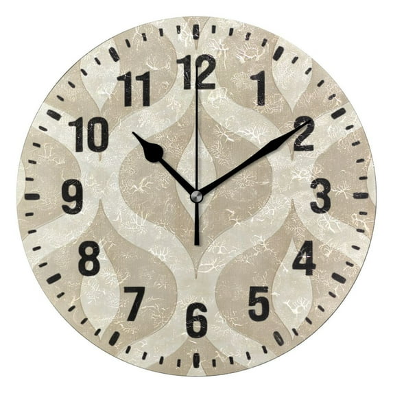 Yayeee 10" Wall Clock Battery Operated Quartz Round Silent Non-Ticking Home Decor, Light Brown Pattern