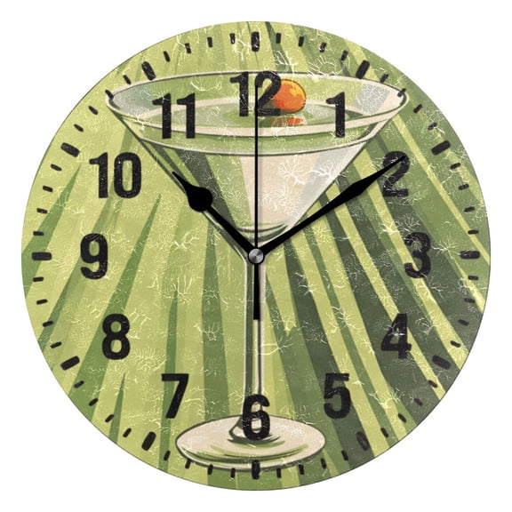 Yayeee 10" Wall Clock Battery Operated Quartz Round Silent Non-Ticking Home Decor,Light Green Martini