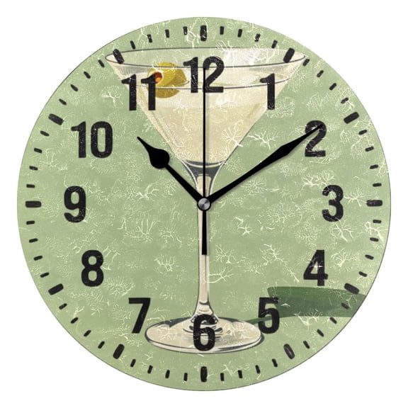 Yayeee 10" Wall Clock Battery Operated Quartz Round Silent Non-Ticking Home Decor,Light Green Martini