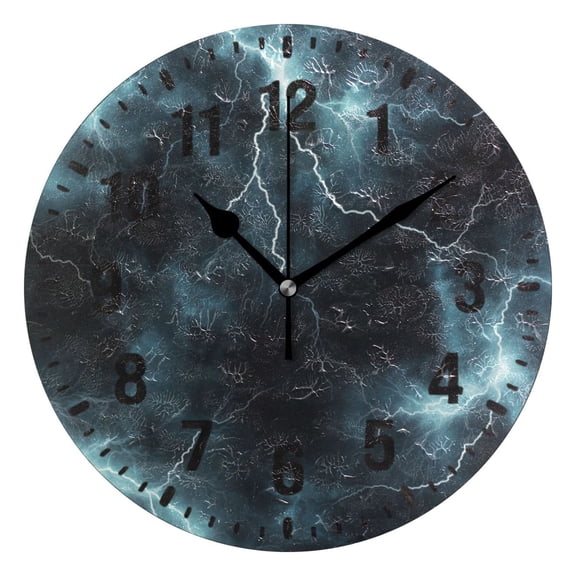 Yayeee 10" Wall Clock Battery Operated Quartz Round Silent Non-Ticking Home Decor,Lightning Pattern