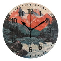 Yayeee 10" Wall Clock Battery Operated Quartz Round Silent Non-Ticking Home Decor,Mountains at Dawn