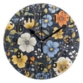thumbnail image 1 of Yayeee 10" Wall Clock Battery Operated Quartz Round Silent Non-Ticking Home Decor, Navy Floral Pattern, 1 of 6