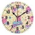 thumbnail image 1 of Yayeee 10" Wall Clock Battery Operated Quartz Round Silent Non-Ticking Home Decor, Neon Skates, 1 of 6