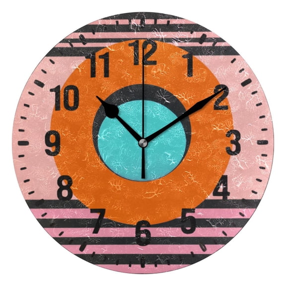 Yayeee 10" Wall Clock Battery Operated Quartz Round Silent Non-Ticking Home Decor, Orange Circle