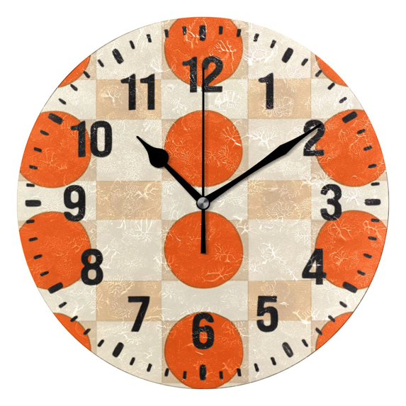 Yayeee 10" Wall Clock Battery Operated Quartz Round Silent Non-Ticking Home Decor,Orange Geometric Circles