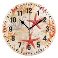 thumbnail image 1 of Yayeee 10" Wall Clock Battery Operated Quartz Round Silent Non-Ticking Home Decor, Orange Starfish, 1 of 6