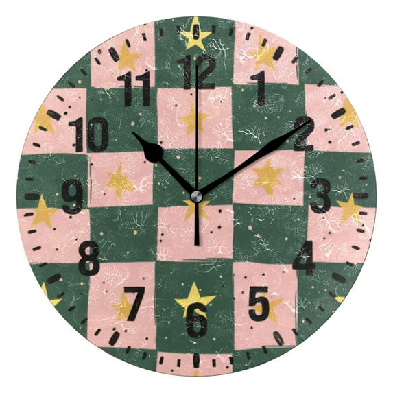 Yayeee 10" Wall Clock Battery Operated Quartz Round Silent Non-Ticking Home Decor, Pink Abstract