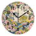 thumbnail image 1 of Yayeee 10" Wall Clock Battery Operated Quartz Round Silent Non-Ticking Home Decor,Pink Floral Wave, 1 of 6