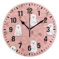 thumbnail image 1 of Yayeee 10" Wall Clock Battery Operated Quartz Round Silent Non-Ticking Home Decor, Pink Polar Bear Pattern, 1 of 6