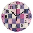 thumbnail image 1 of Yayeee 10" Wall Clock Battery Operated Quartz Round Silent Non-Ticking Home Decor,Pink and Purple Plaid Pattern, 1 of 6