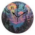 thumbnail image 1 of Yayeee 10" Wall Clock Battery Operated Quartz Round Silent Non-Ticking Home Decor, Psychedelic Jellyfish, 1 of 6