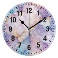 thumbnail image 1 of Yayeee 10" Wall Clock Battery Operated Quartz Round Silent Non-Ticking Home Decor, Purple Marble Pattern, 1 of 6