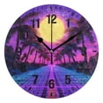 thumbnail image 1 of Yayeee 10" Wall Clock Battery Operated Quartz Round Silent Non-Ticking Home Decor, Purple Neon Road, 1 of 6
