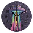 thumbnail image 1 of Yayeee 10" Wall Clock Battery Operated Quartz Round Silent Non-Ticking Home Decor,Purple UFO, 1 of 6