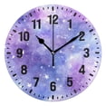 thumbnail image 1 of Yayeee 10" Wall Clock Battery Operated Quartz Round Silent Non-Ticking Home Decor, Purple Watercolor Stars Pattern, 1 of 6