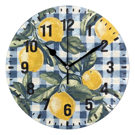Yayeee 10" Wall Clock Battery Operated Quartz Round Silent Non-Ticking Home Decor, Retro Beige Lemon