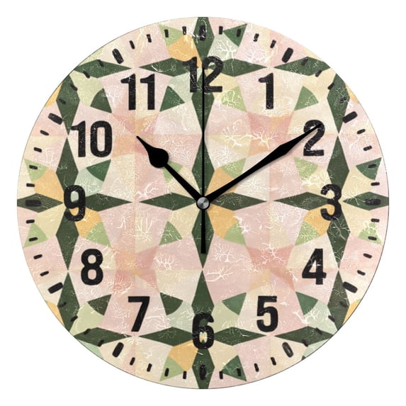 Yayeee 10" Wall Clock Battery Operated Quartz Round Silent Non-Ticking Home Decor, Retro Black Stars