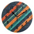 thumbnail image 1 of Yayeee 10" Wall Clock Battery Operated Quartz Round Silent Non-Ticking Home Decor, Retro Stripes, 1 of 6