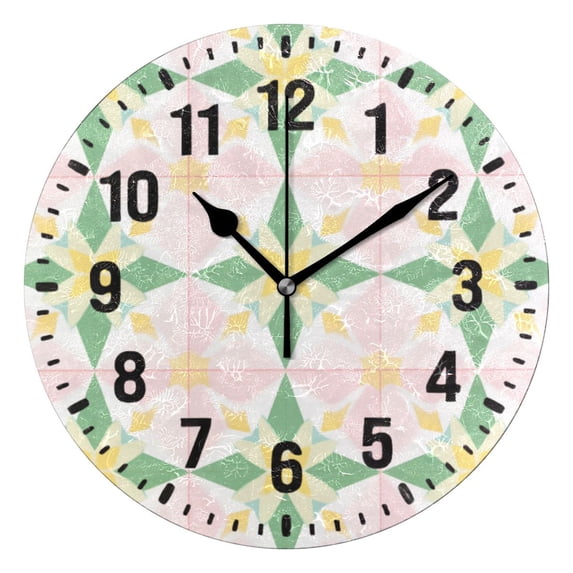 Yayeee 10" Wall Clock Battery Operated Quartz Round Silent Non-Ticking Home Decor, Retro Yellow Stars
