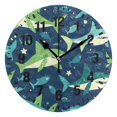 thumbnail image 1 of Yayeee 10" Wall Clock Battery Operated Quartz Round Silent Non-Ticking Home Decor, Sharks Pattern, 1 of 6