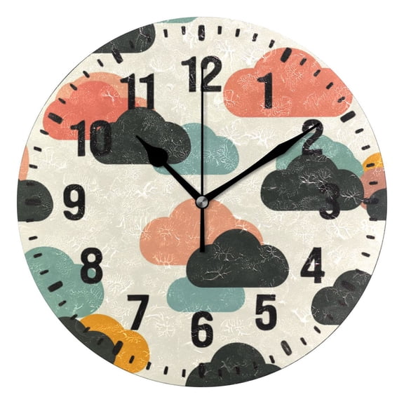 Yayeee 10" Wall Clock Battery Operated Quartz Round Silent Non-Ticking Home Decor, Simple Clouds
