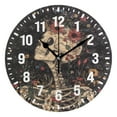 thumbnail image 1 of Yayeee 10" Wall Clock Battery Operated Quartz Round Silent Non-Ticking Home Decor,Skeleton with Flowers Pattern, 1 of 6