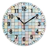 Yayeee 10" Wall Clock Battery Operated Quartz Round Silent Non-Ticking Home Decor,Small Pastel Pattern