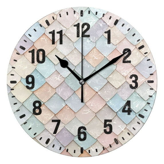 Yayeee 10" Wall Clock Battery Operated Quartz Round Silent Non-Ticking Home Decor,Small Pink Pattern