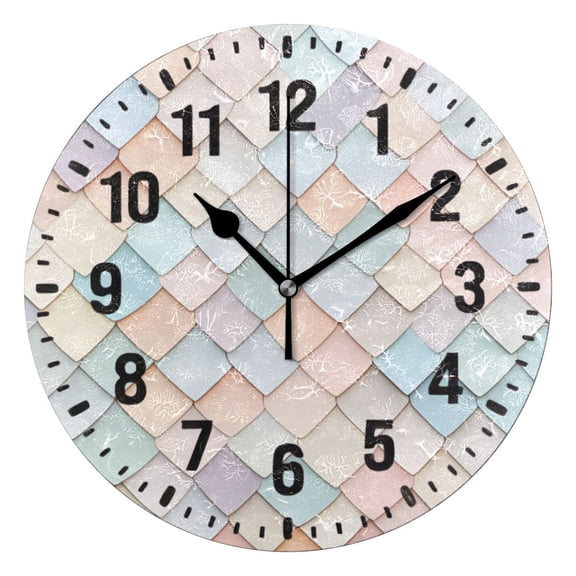 Yayeee 10" Wall Clock Battery Operated Quartz Round Silent Non-Ticking Home Decor, Small Pink Pattern