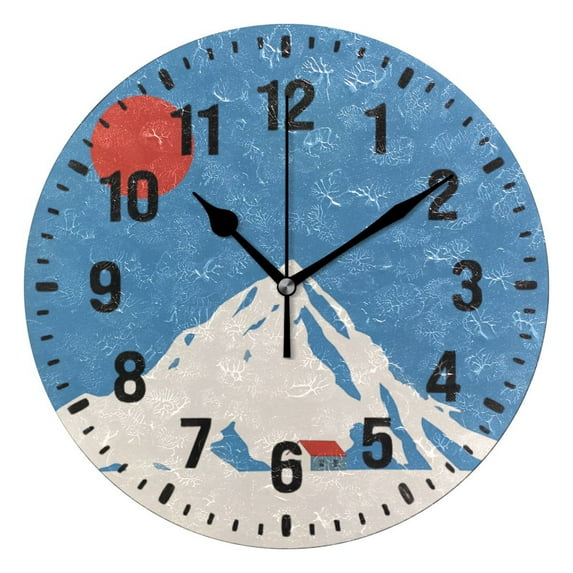 Yayeee 10" Wall Clock Battery Operated Quartz Round Silent Non-Ticking Home Decor,Snow Mountain